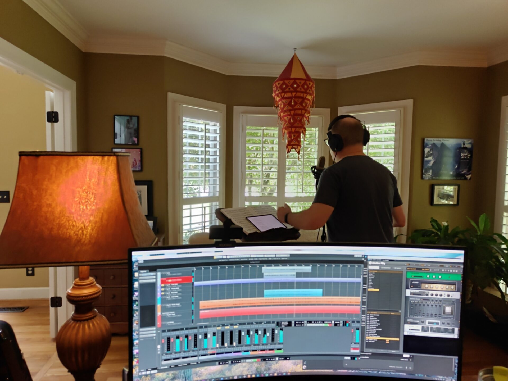 Recording the vocals for "Retro"